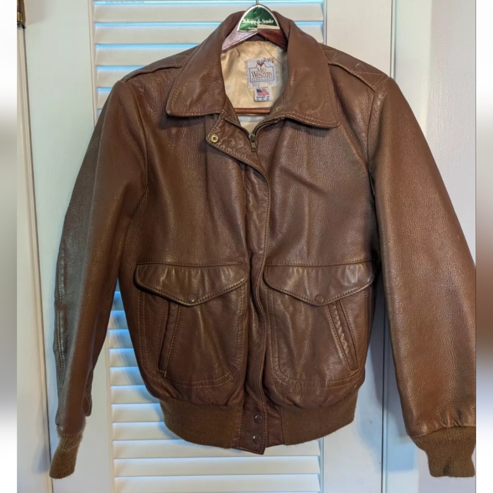 Vintage Midwestern Sport Togs Bomber Jacket Leather 38 Deer Skin Jacket Coat